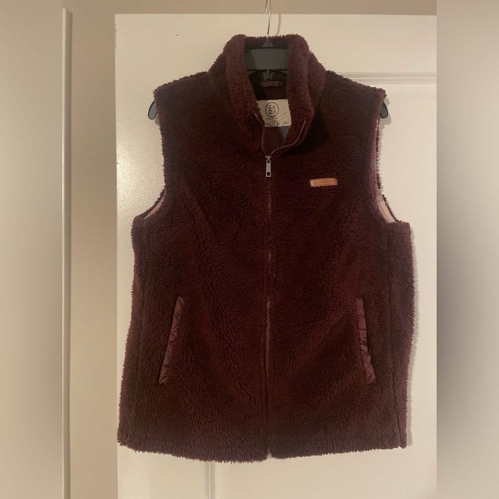 Red Quilted Puffer Vest with High Collar